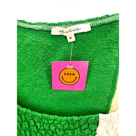 Women's Dress - Iggy Textured Bodycon Dress Green And White Long Sleave Size M - Picture 4 of 6